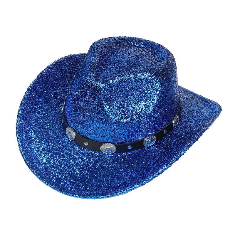 Glitzerndes Cowboyhut Unisex Westernstil Breiter Rand Fedora Hut für Party Festival Cosplay