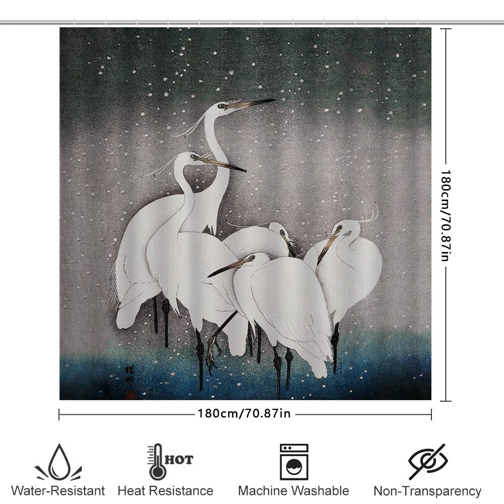 Deluxe White Egret Shower Curtain Unique Bath Decor For Home Decoration Soft Fabric Waterproof Printing Bathroom Rug Cover Set