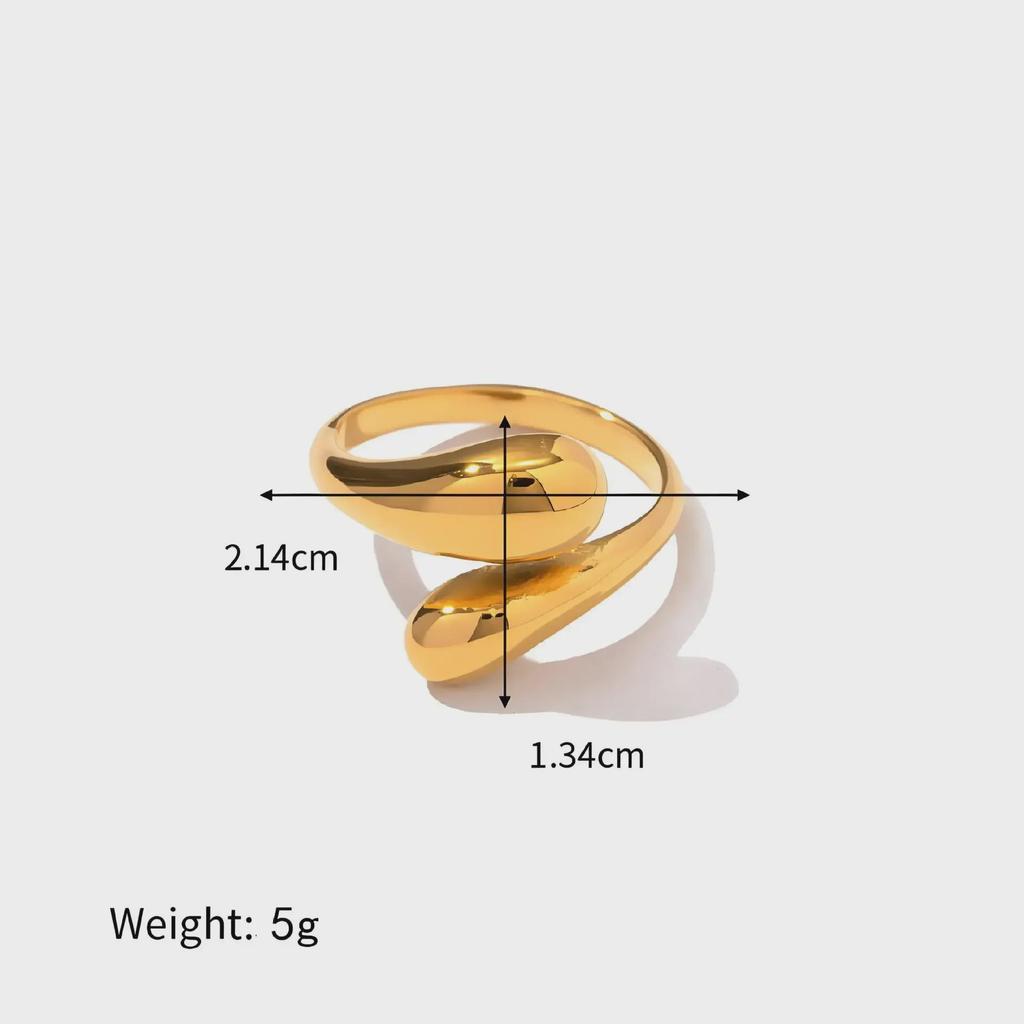 Irregular Water Drop Stainless Steel Adjustable Ring