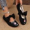 New Embroidered Bow Flat Mary Jane Shoes for Women Cross-border Ethnic Style Slip-Ons
