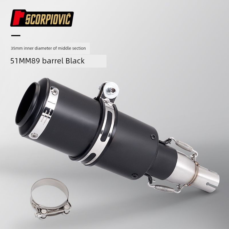 

Motorcycle Restoration Xiaorenzhe Exhaust Pipe Small Middle Section 28-45mm Transfer 51mm Stern Block Lossless Straight up 35mm middle inner diameter +51MM89 barrel Black