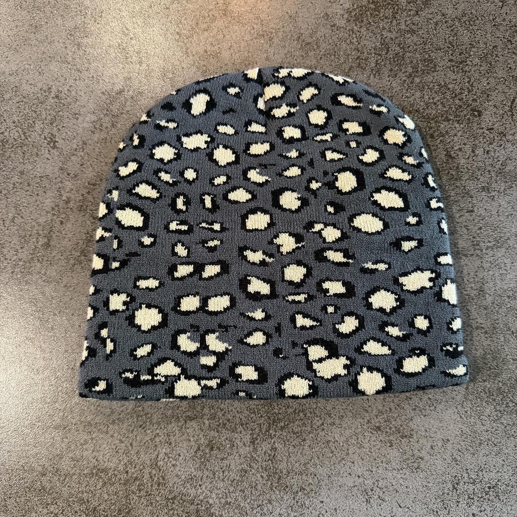 Knitted Leopard Print Beanie Hat With Warmth For Streetwear Fashion In Fall And Winter DarkGray