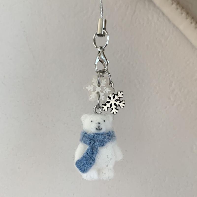 Uroczy Zimowy Płat Śniegu Bałwan Łańcuszek do Telefonu Komórkowego Ozdoba Choinkowa Zawieszka do Plecaka Prezent Noworoczny