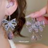 Elegant French Cubic Zirconia Bow Earrings and Necklace Set