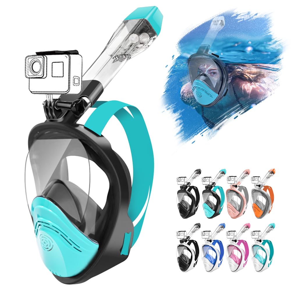 

HEARTST Full Face Snorkel Mask with Double Floating Ball Camera Ideal for and and Kids Design, Anti-Fog, 180° Ultra-Wide Angle, Anti-Fog Design,