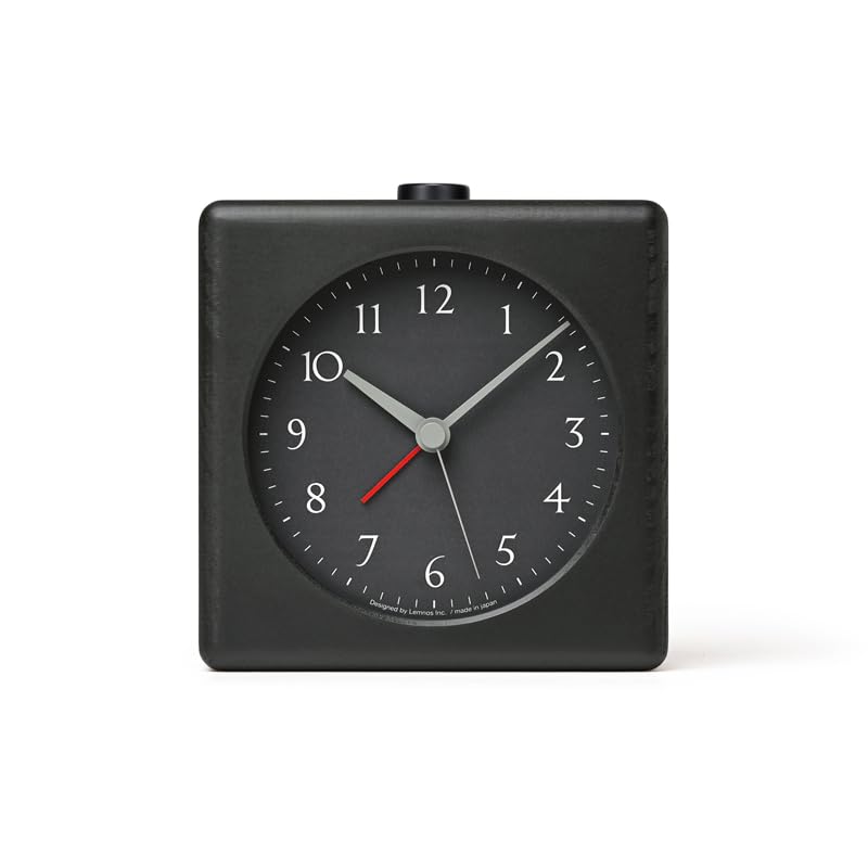 Lemnos Analog Alarm Clock, Natural Wood Grain, Black, Canon JH23-11 BK