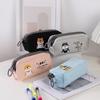 Canvas Pencil Case For Students Large Capacity Zipper Storage Bag For Girls