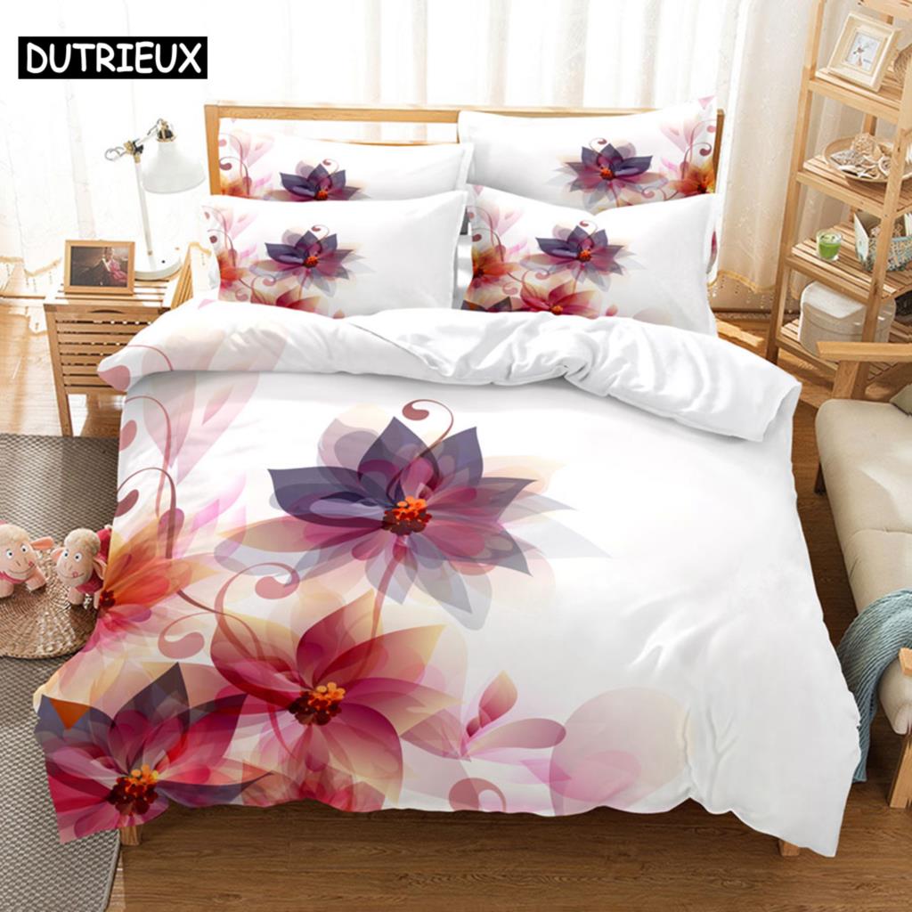 Flower Double Duvet Cover Bedding Set Quilt Case Linens King Queen Full Size 3D Print Pillowcase Single Twin Bed 220x240 200x200