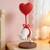 Cute Cat Figurine with Heart Balloon & Bow, Kawaii Resin Craft for Bedroom Desktop Birthday Gift for Cat Lovers