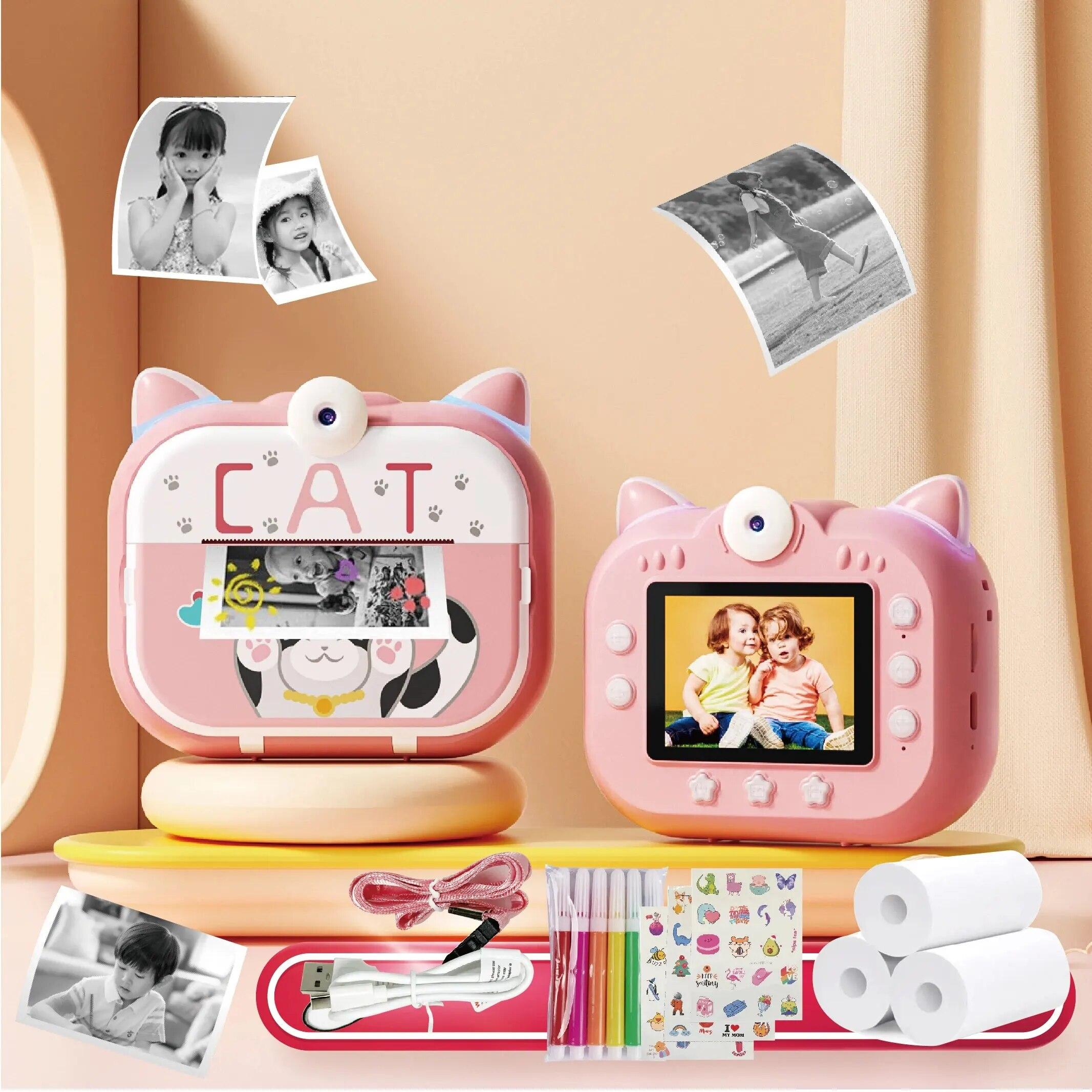 

Детская камера с печатью X3D HD, мини-зеркальная фотокамера с двумя объективами, цифровая, 2,4 дюйма, мгновенный вывод фотографий, АБС-пластик, экологически чистый материал pink cat*