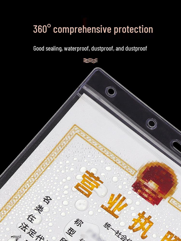 Wall-Mounted Transparent Protective Cover for Original and Duplicate Business and Food Hygiene Licenses