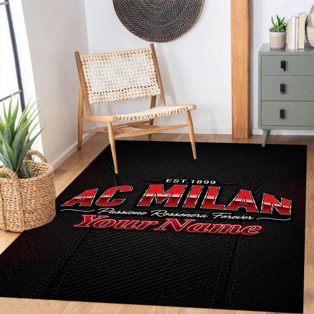 Ac Milan Customize Text Floor Rug Office Rug Perfect for Entryway Outdoor Kitchen Dining Room Anti-slip Rug Anime Office Decor