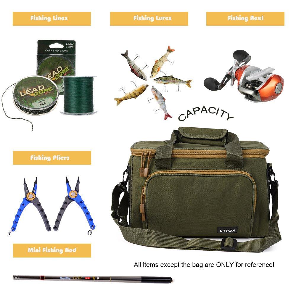 Lixada Fishing Fishing Tackle Shoulder Large for Outdoor and Travel Bag, Bag, Bag, Capacity, Multifunctional, Fishing, Activities, Mountaineering,