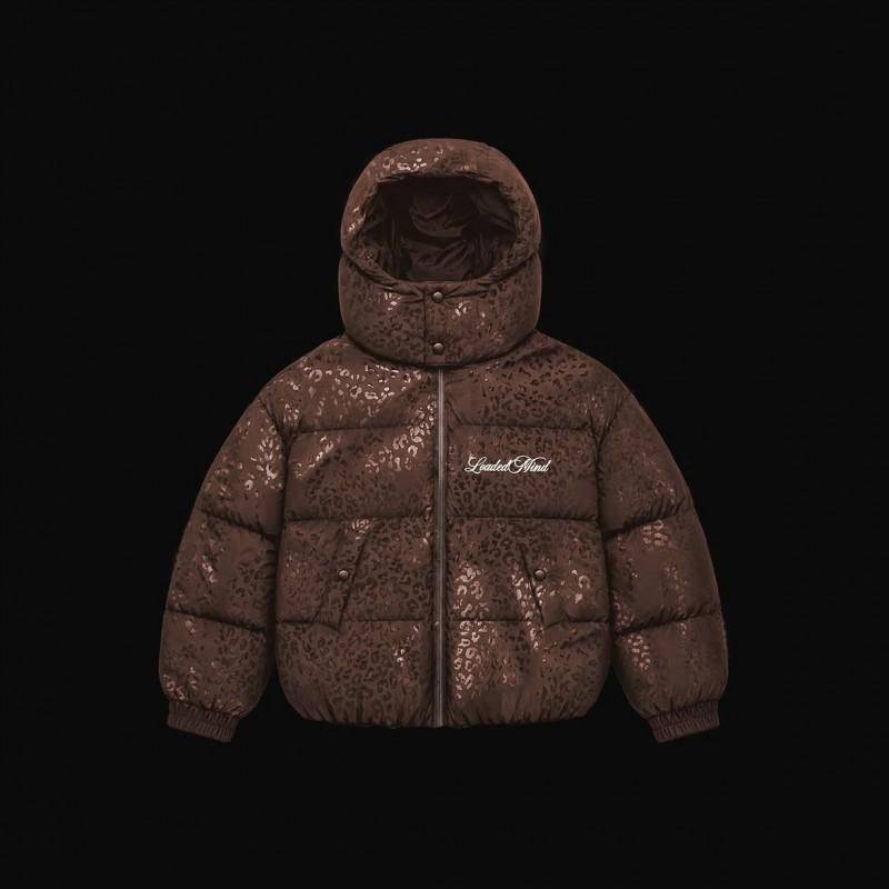 Street Vintage Winter Water-Resistant Zip-Up Coat Leopard Print Thick Warm Hooded Jacket Men Women