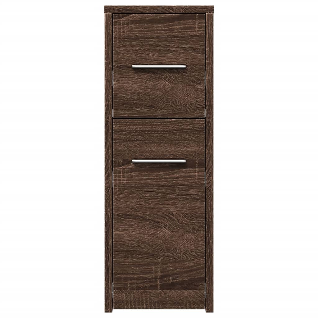 Narrow Bathroom Cabinet with Casters Oak Effect Wood Material