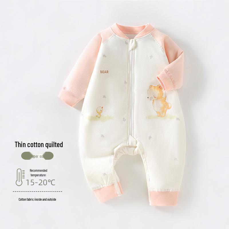 Autumn/Winter Baby Sleeping Bag: 40g Thin Cotton One-Piece Pajamas & Anti-Kick Quilt.