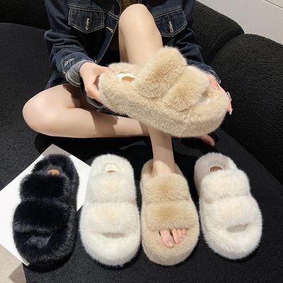 2025 Frühling und Herbst Übergröße neue kleine Muffin dicker Boden erhöhend Plüsch Baumwollpantoffeln Damen tragen Zuhause flauschige Schuhe