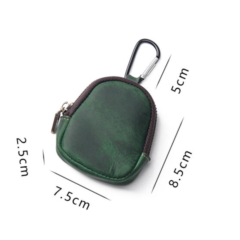 Retro Coin Bag Crazy Horse Leather Small Coins Keys Holder Zipper Pouches Bluetooth Earphone Storage Bags