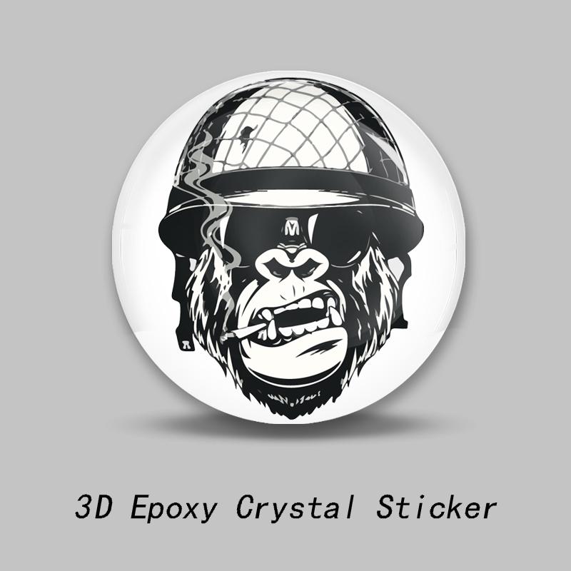 3D Creative Epoxy Dome Car Sticker Gorilla Gorilla Smoking Gorilla with Glasses PVC Car Motorcycle Helmet Laptop Vinyl Decal diameter 5cm красный