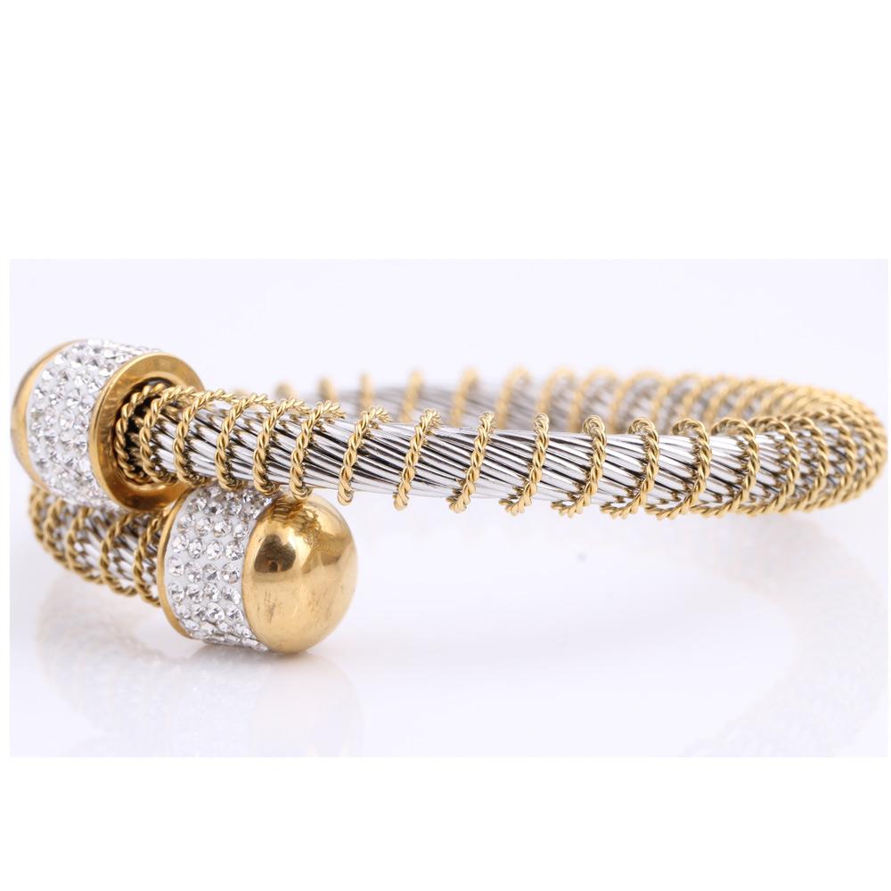 Fashion Spring Steel Wire Bracelet Gold Inlaid Zircon Mesh Bracelet