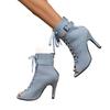 Women's Shoes 2025 New Peep Toe Women's Sandals Fashion Back Zipper Best Seller Plus Size Belt Buckle Lace-up Sandals Boots