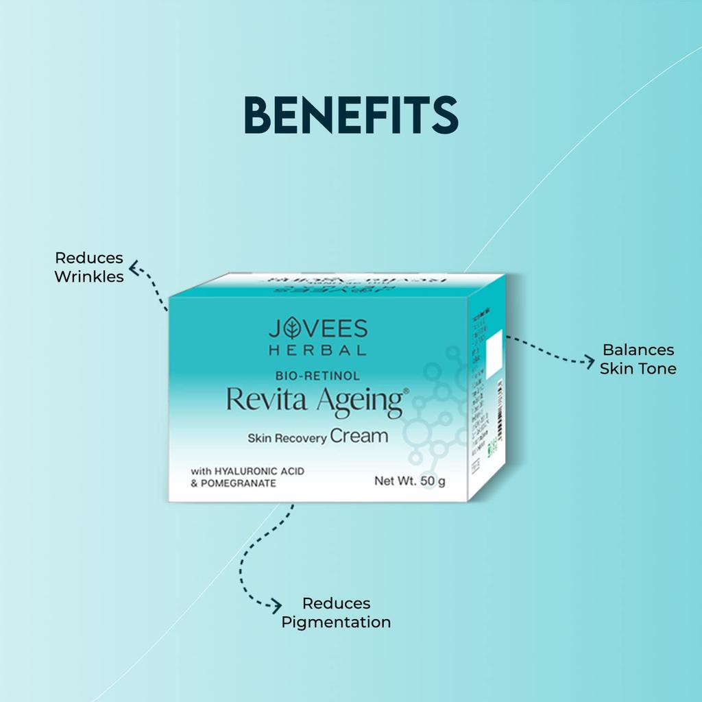 Jovees Herbal Bio-Retinol Revita Ageing Face Cream 50g Anti-Aging Moisturizer Hyperpigmentation Skin Tone