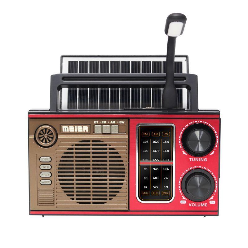 

Portable Vintage Radio Solar Charging Emergency FM AM SW Radios Receiver LED Lamp Bluetooth Speaker Support TF Card USB AUX червоний