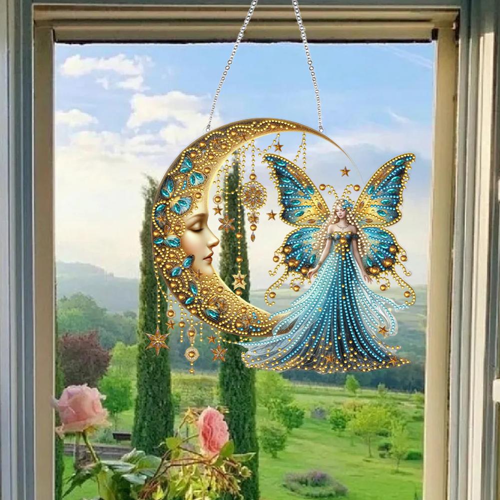 Mondgöttin 2D/Flach DIY Spezielle Form Strassstein Diamant Kunst Fensteranhänger Diamantmalerei Set Hängende Diamant Kunst Kits
