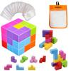 Permanent Puzzle Magnetic Playful Magnetic 3D Educational Colorful Magnetic Building Compatible with Sage Puzzles Mesh Storage Blocks, 7-Piece Set,