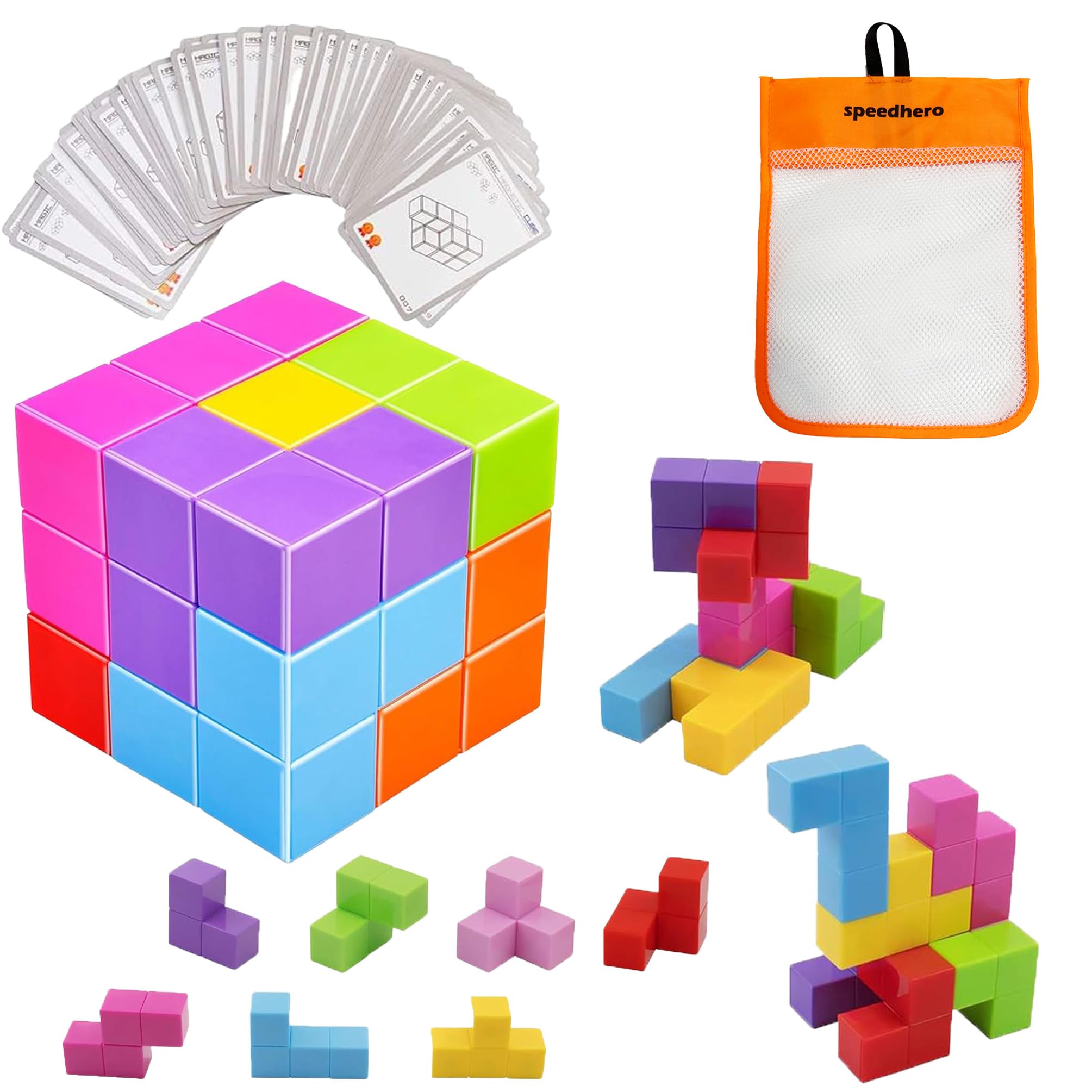 

Постоянная головоломка Магнитная Игровая Магнитная 3D Образовательная Цветная Магнитные Строительные Блоки Совместимые с Sage Puzzles Сетчатый Контейнер для Хранения, Набор из 7 Элементов,