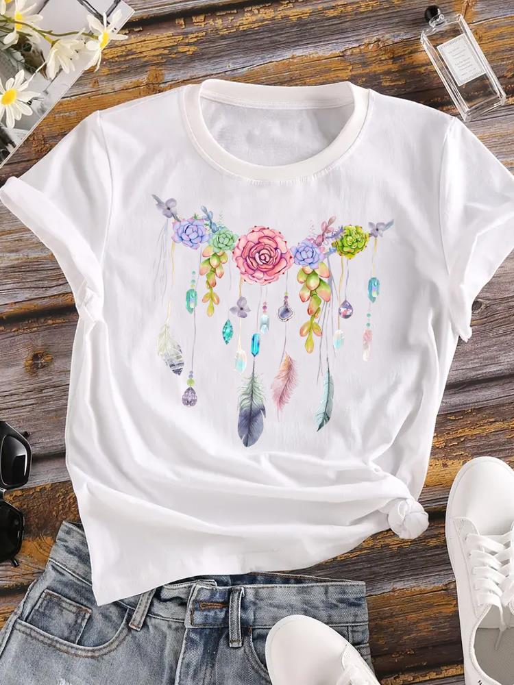 (Asian Size) cute style 90s Female Top Fashion Graphic Short Sleeve T-shirts Casual T Shirt  Lady Printed Clothing Women Tee
