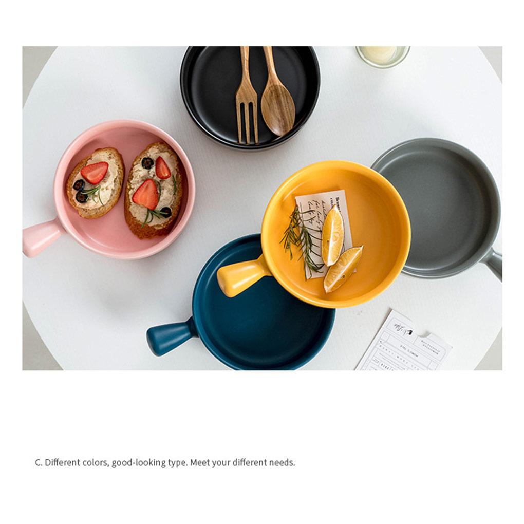 Keramik Salatschüssel mit Griff Einfarbig Entzückend Waschbar Niedlich Zuhause Frühstück Abendessen Suppe Obstschüsseln Geschirr