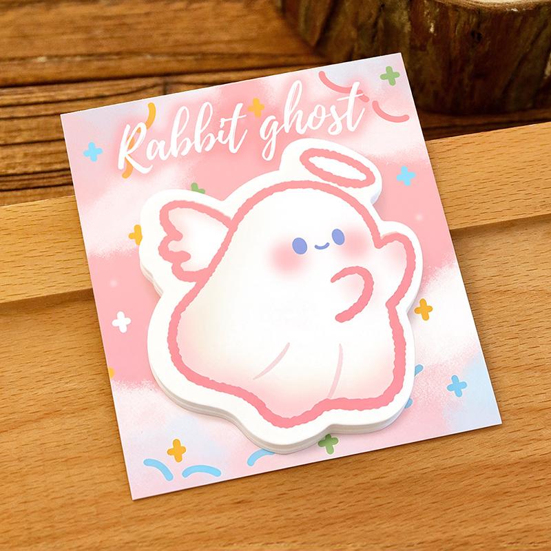 Halloween Ghost Sticky Notes Set 1/4Pcs Reusable Cute Cartoon Die Cut Memo Pad for Study Work Daily Reminder