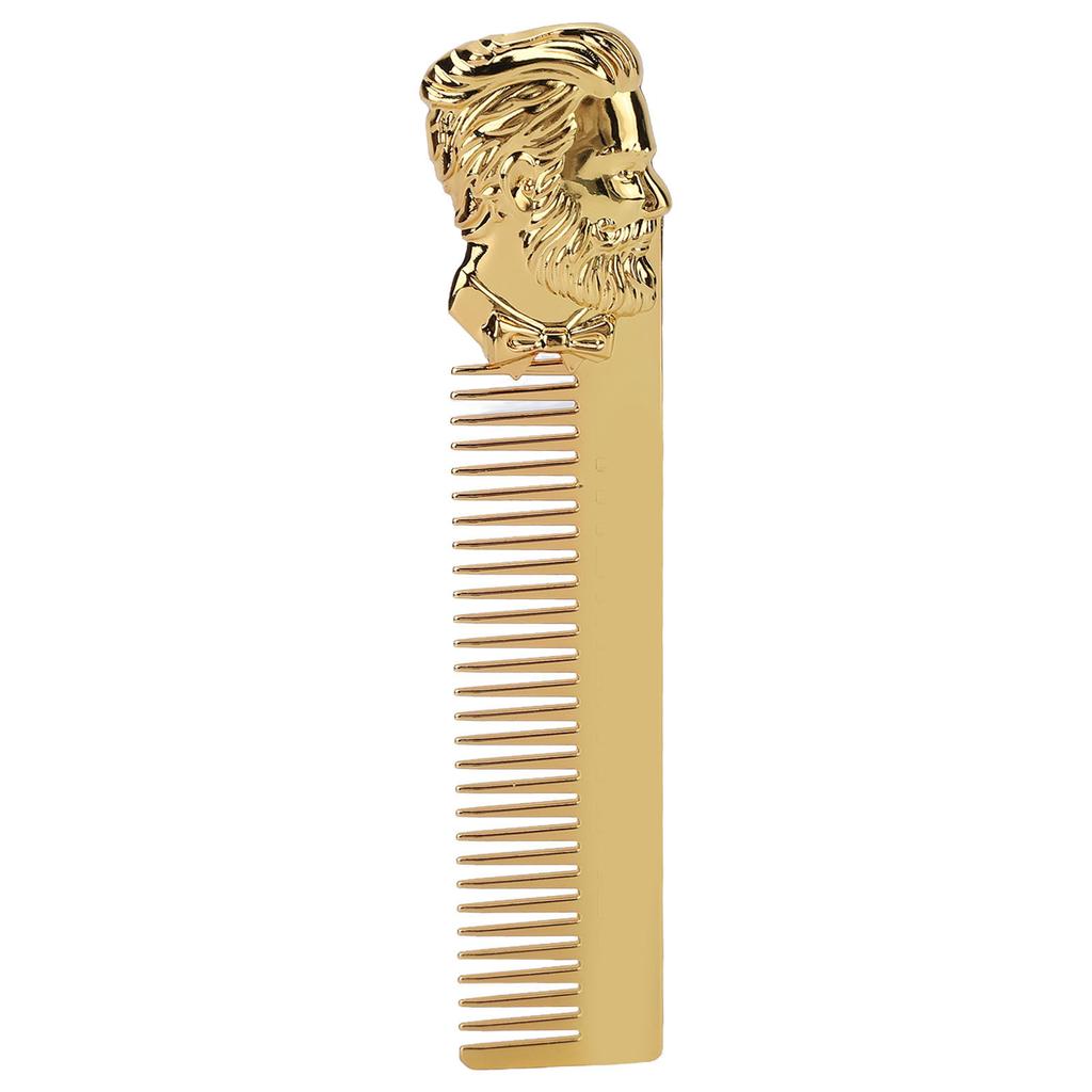 Zinc Alloy Oil Hair Comb Portable Three Dimensional Engraving Vintage Beard Comb for Hair Salon Home Gold