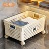 Rolling Laundry Basket with Wheels Waterproof Plastic Mesh Toy Clothes Storage Bin Bathroom Organizer Cart