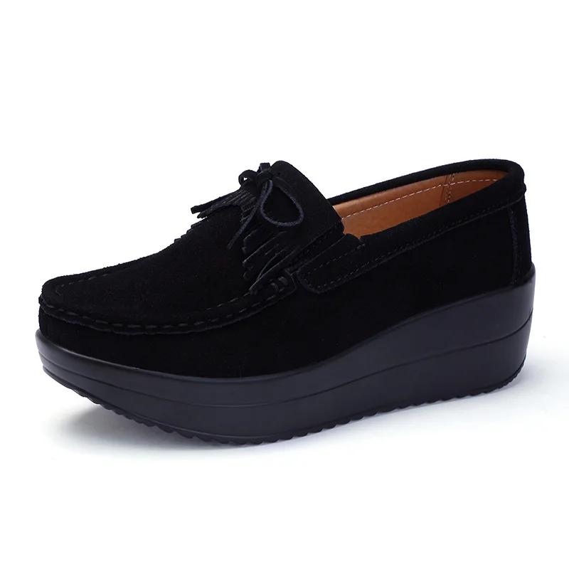Spring Women Flats Shoes Platform Sneakers Slip On Flats Leather Suede Ladies Loafers Casual Shoes Women Loafers Shoes F65