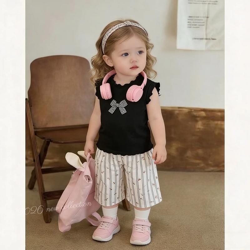 Girls' Summer Sports Sleeveless Top & Wide-Leg Pants Two-Piece Set