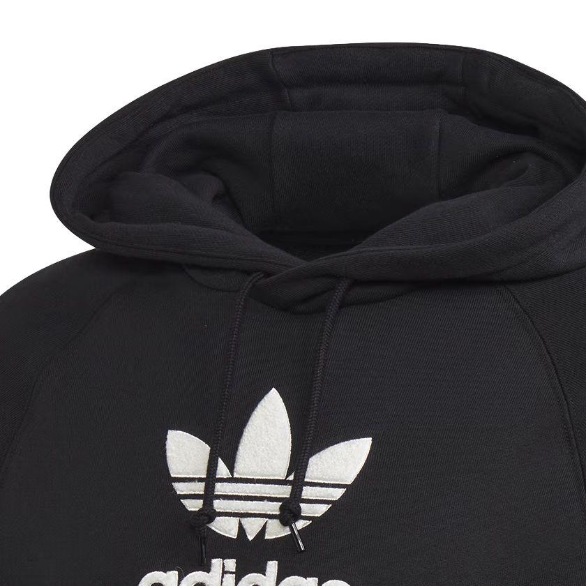 adidas Originale Adicolour Premium Kapuzenpullover mit Brustlogo und Kordelzug Herren Tops Schwarz FM9913
