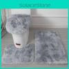 Tie Non Dye Slip Mat Fluffy Plush Bathroom Toilet Seat Cover Carpet 3 Piece Set