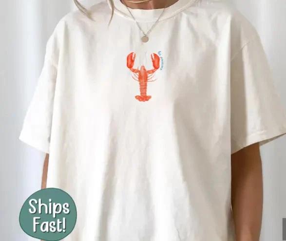 Lobster Italian Summer Shirt Coastal Ocean Beach Graphic Tee XL