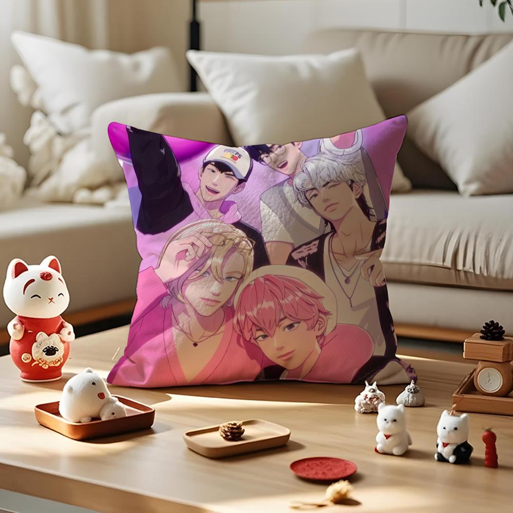 Kpop P-PLAVE Pillow Case Anti-dustmite Pillowcase Invisible Zipper Silky Short Plush Sofa Cushion Cover