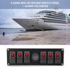 6 Gang Red LED Rocker Switch Panel with Alarm Voltmeter for Car RV Boat Yacht Marine 12V