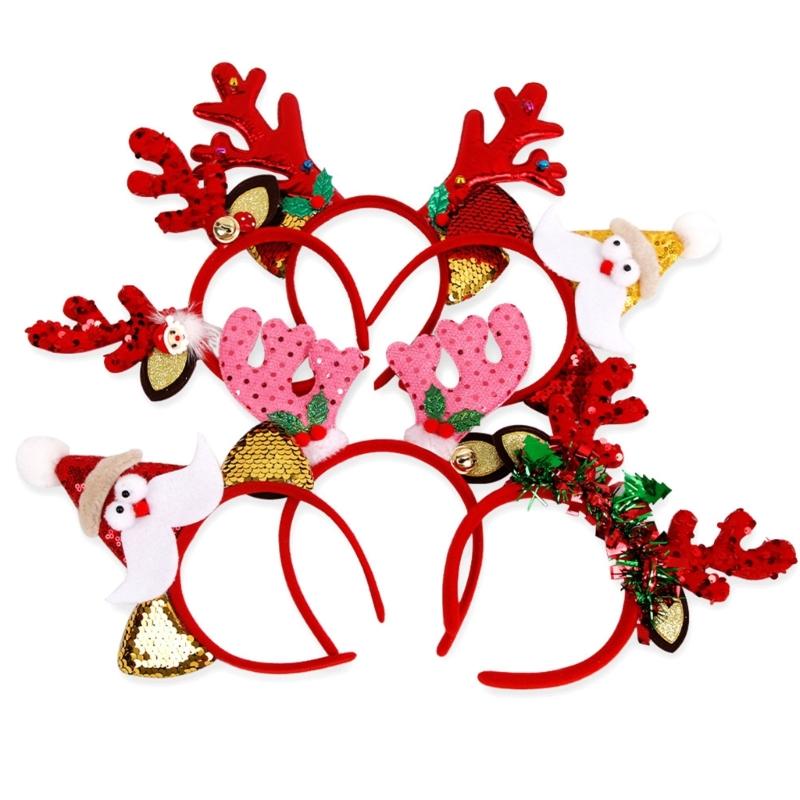 Christmas Reindeer Headband for All Age Party Accessories Sequined Hairhoop Festival Hairband Seasonal Costume Headwear