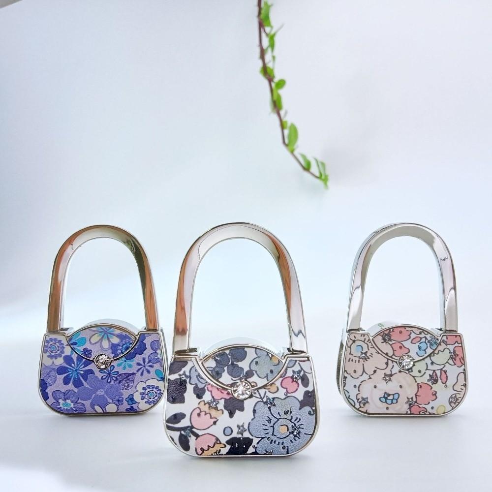New Foldable Handbag Hook Cute Shape Portable Folding Bag Hook Alloy Material Lovely Design Purse Hanger Holder Home Decoration