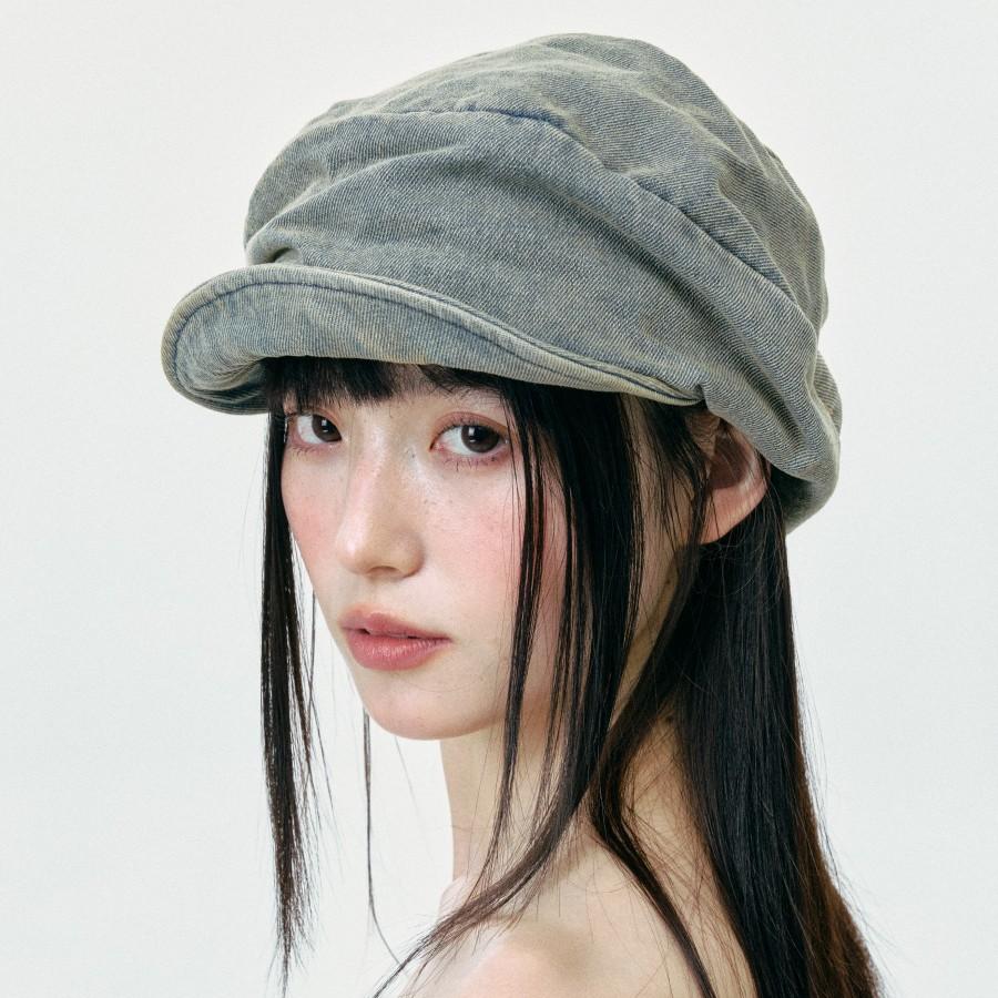 New vintage distressed denim newsboy cap for women, retro Korean and Japanese style artist cap, street fashion duckbill cap for summer