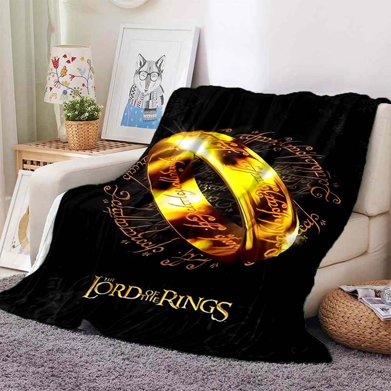 L-Lord of the Rings Movie Print Flannel Blanket Soft Warm Throw For Sofa Bedroom Home Decor Fantasy Film Fan Birthday Present