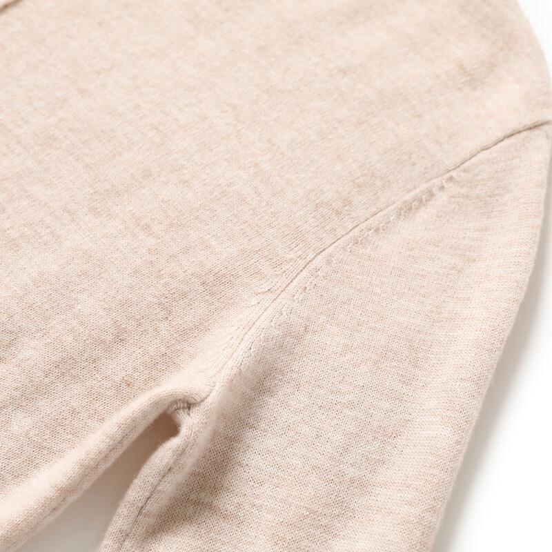 TUHUANG Women's Pure Wool Half-High Collar Ribbed Knit Sweater