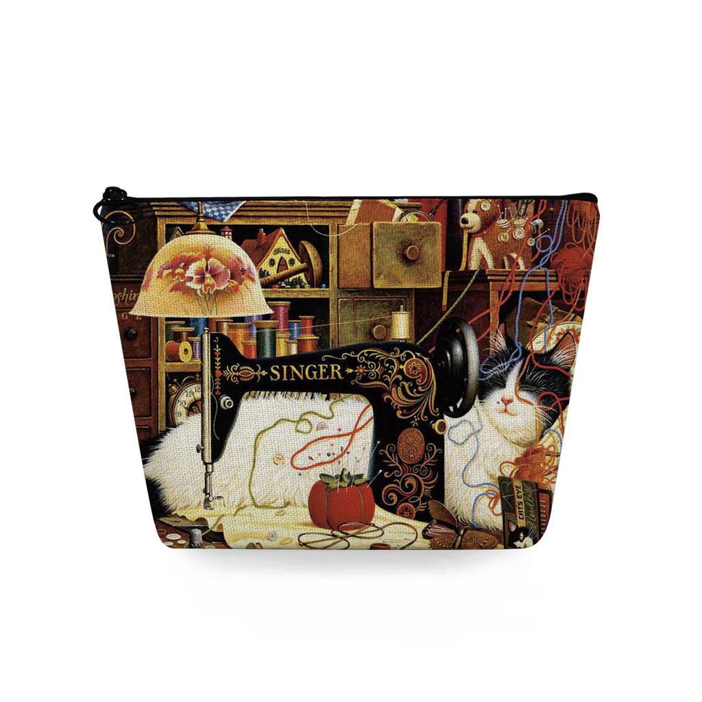 Dam Katt Tryck Sminkväska Toalettartiklar Organisera Reseförvaringsfodral 6784