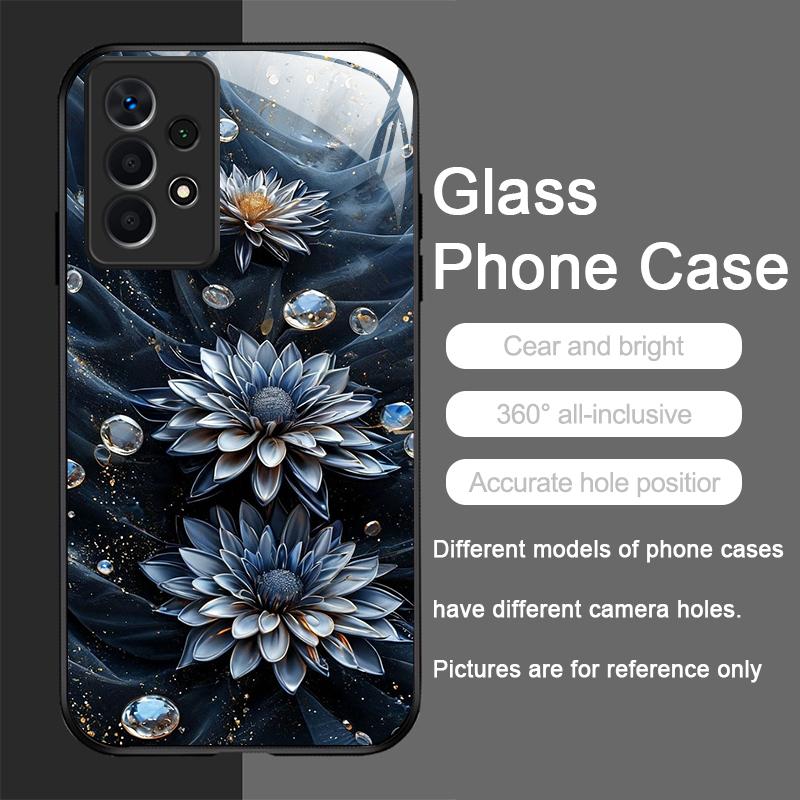 

Beautiful Sunflower Floral Pattern Tempered Glass Phone Case for Samsung Galaxy S25 Ultra S24 S23 Plus S22 S21 S20 FE M53 Cover Galaxy S25 Ultra