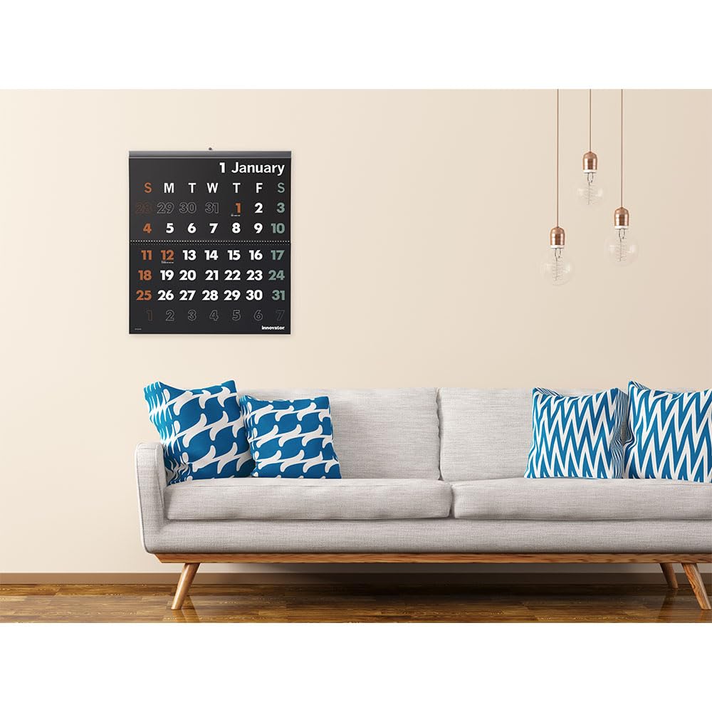 Innovator 2026 Wall 31397006 Calendar, Large, Black,